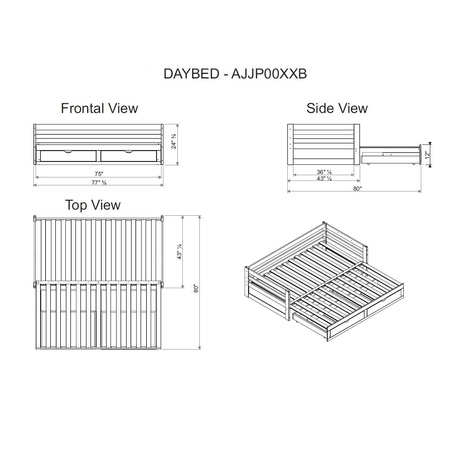 Alaterre Furniture Jasper Twin to King Extending Day Bed with Bunk Bed and Storage Drawers, Espresso AJJP00P0